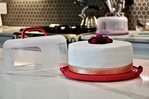 Round Cake Carrier For Up To 10 Inch Cake Portable Cake Stands Two Sided Cake Box With Handle Fashionable Base, alternate