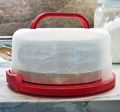 Round Cake Carrier For Up To 10 Inch Cake Portable Cake Stands Two Sided Cake Box With Handle Fashionable Base, alternate
