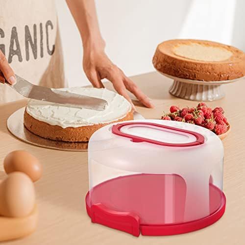 Round Cake Carrier For Up To 10 Inch Cake Portable Cake Stands Two Sided Cake Box With Handle Fashionable Base, alternate