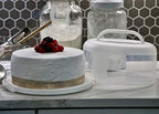 Round Cake Carrier Two Sided Cake Holder Serves as Five Section Serving Tray, Portable Cake Stand Fits 10 inch, alternate