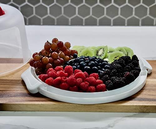 Round Cake Carrier Two Sided Cake Holder Serves as Five Section Serving Tray, Portable Cake Stand Fits 10 inch, alternate