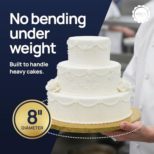 Round Cake Drum Board, Gold Foil, 8 Inch, 1/2" Thick, 5 Pack in Gold, alternate view 3