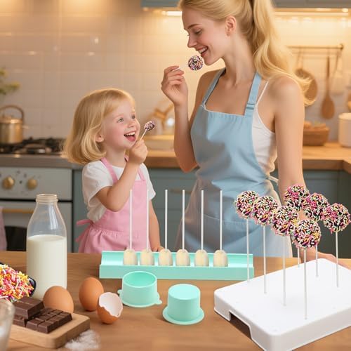 Round Cake Pop Mold Set with 9in Tray and Sticks- Blue in Blue(Round ), alternate view 6