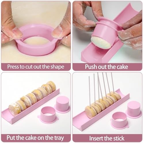 Round Cake Pop Mold Set with 9in Tray and Sticks- Pink in Pink(Round ), alternate view 3
