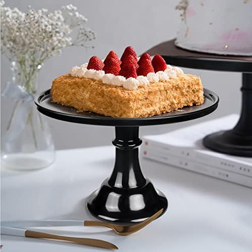Round Cake Stand, 11 Inch, Black, Melamine, Dessert Cupcake Display Tray for Wedding, Birthday, Party, Baby, alternate view 2