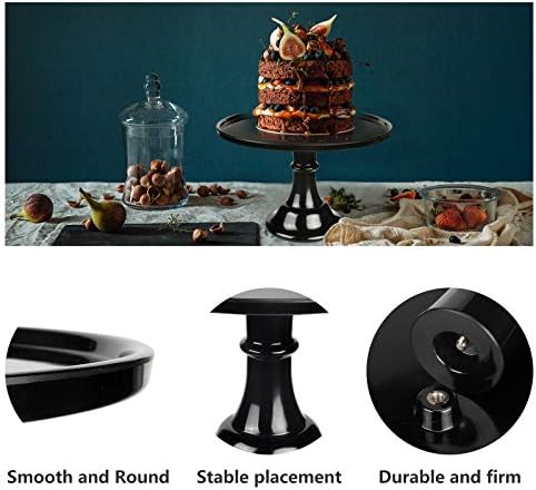 Round Cake Stand, 11 Inch, Black, Melamine, Dessert Cupcake Display Tray for Wedding, Birthday, Party, Baby, alternate view 5