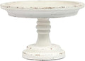 Round Cake Stand 7" Inner, Rustic White Wood Pedestal Tray in White