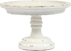 Round Cake Stand 7" Inner, Rustic White Wood Pedestal Tray in White