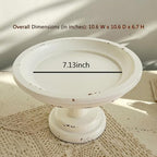 Round Cake Stand 7" Inner, Rustic White Wood Pedestal Tray in White, alternate view 3