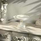 Round Cake Stand 7" Inner, Rustic White Wood Pedestal Tray in White, alternate view 6
