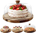 Round Cake Stand Dessert Serving Tray Platter Birthday Home Display in Wood