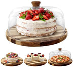 Round Cake Stand Dessert Serving Tray Platter Birthday Home Display in Wood