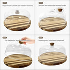 Round Cake Stand Dessert Serving Tray Platter Birthday Home Display in Wood, alternate view 3