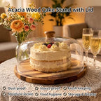 Round Cake Stand Dessert Serving Tray Platter Birthday Home Display in Wood, alternate view 4