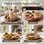 Round Cake Stand Dessert Serving Tray Platter Birthday Home Display in Wood, alternate view 5