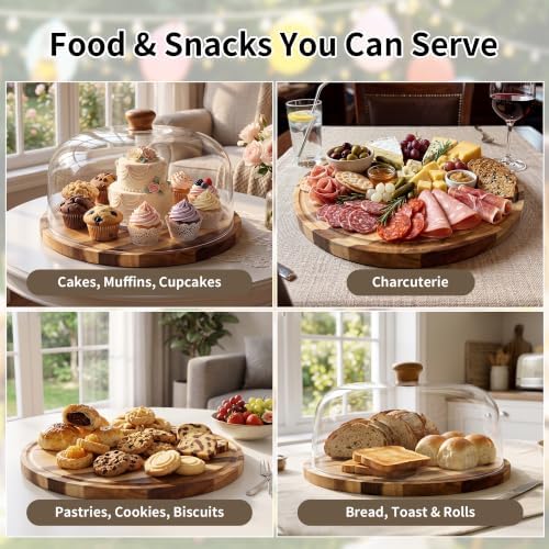 Round Cake Stand Dessert Serving Tray Platter Birthday Home Display in Wood, alternate view 5
