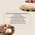 Round Cake Stand Dessert Serving Tray Platter Birthday Home Display in Wood, alternate view 6