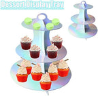 Round Cardboard Cupcake Stand, 2Pack Rainbow Tiered Cupcake Holder Perfect for Women Girls Birthday Bridal, alternate view 3