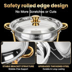 Round Chafing Dishes Buffet 2 Pack 5QT Gold Stainless Steel Lid, alternate view 6