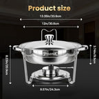 Round Chafing Dishes Buffet 3 Pack 5QT Silver Stainless Steel Lid, alternate view 2