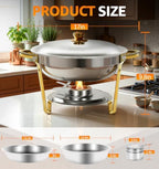 Round Chafing Dishes for Buffet, 2 Pack 5QT Gold Food Warmer, alternate view 5