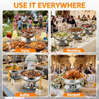 Round Chafing Dishes for Buffet, 2 Pack 5QT Gold Food Warmer, alternate view 7