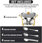 Round Chafing Dishes for Buffet 5 Qt Food Warmers 4 Pack (Half Gold), alternate view 3