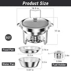 Round Chafing Dishes for Buffet 5 Qt Food Warmers 4 Pack (Silver) in Silver, alternate view 2