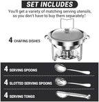 Round Chafing Dishes for Buffet 5 Qt Food Warmers 4 Pack (Silver) in Silver, alternate view 3