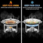 Round Chafing Dishes for Buffet 5 Qt Food Warmers 4 Pack (Silver) in Silver, alternate view 4