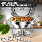 Round Chafing Dishes for Buffet 5 Qt Food Warmers 4 Pack (Silver) in Silver, alternate view 6