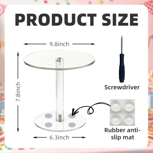 Round Clear Acrylic Cake Stand | Cupcake Display Tray for Birthdays, Weddings, Dessert Serving (Medium) in, alternate view 3