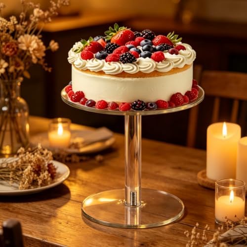 Round Clear Acrylic Cake Stand | Cupcake Display Tray for Birthdays, Weddings, Dessert Serving (Medium) in, alternate view 6
