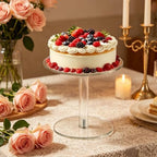 Round Clear Acrylic Cake Stand | Cupcake Display Tray for Birthdays, Weddings, Dessert Serving (Medium) in, alternate view 7