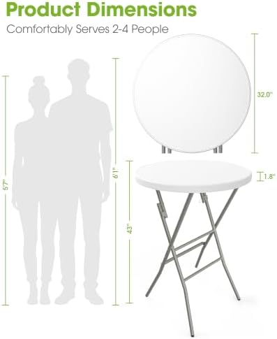 Round Cocktail Table - High Top Bar Table 32" x 43.3", 1PCS, alternate view 2