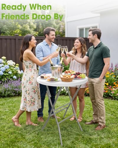 Round Cocktail Table - High Top Bar Table 32" x 43.3", 1PCS, alternate view 3