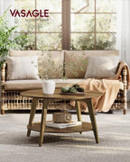 Round Coffee Table, 2-Tier Center Table with Storage, Tapered Legs, alternate view 2