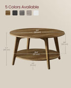 Round Coffee Table, 2-Tier Center Table with Storage, Tapered Legs, alternate view 3