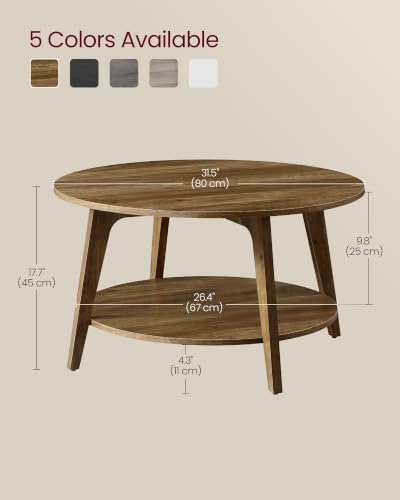 Round Coffee Table, 2-Tier Center Table with Storage, Tapered Legs, alternate view 3