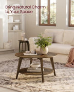 Round Coffee Table, 2-Tier Center Table with Storage, Tapered Legs, alternate view 4