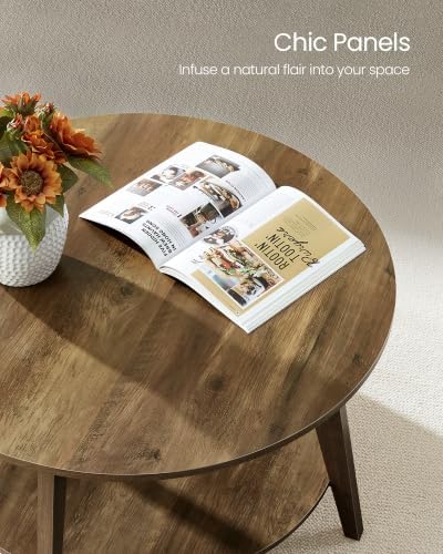 Round Coffee Table, 2-Tier Center Table with Storage, Tapered Legs, alternate view 6
