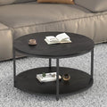 Round Coffee Table, 27.6" Small Coffee Table for Living Room,2-Tier Rustic Wood Desktop with Storage Shelf