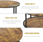 Round Coffee Table, 27.6" Small Coffee Table for Living Room,2-Tier Rustic Wood Desktop with Storage Shelf, alternate view 6