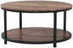 Round Coffee Table,36" Coffee Table for Living Room,2-Tier Rustic Wood Desktop with Storage Shelf Modern Design, alternate
