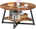 Round Coffee Table, Small Circle Coffee Table with Storage, Modern Wood Round Center Table for Living Room, Home