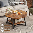 Round Coffee Table, Small Circle Coffee Table with Storage, Modern Wood Round Center Table for Living Room, Home, alternate
