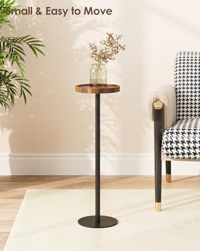 Round Drink Table Set 2, Small Pedestal Side Table, Brown Walnut, alternate view 6