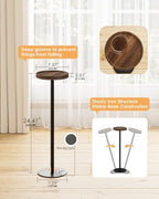 Round Drink Table, Small Pedestal Side Table, Brown Walnut, alternate view 3