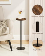 Round Drink Table, Small Pedestal Side Table, Brown Walnut, alternate view 4