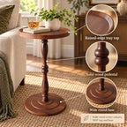 Round Drink Table, Small Pedestal Side Table, Martini Table, Dark Walnut in Dark Walnut, alternate view 3
